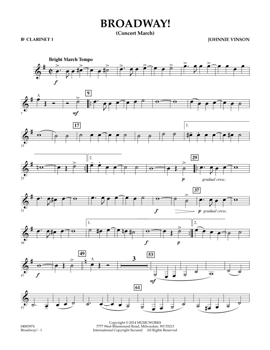 Broadway! - Bb Clarinet 1