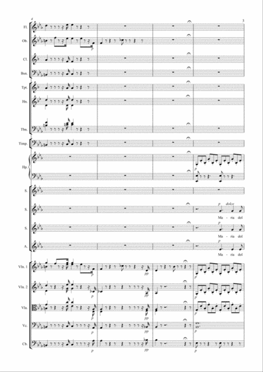 Dolcissima Maria for Soprano, Symphonic Orchestra and Choir SSA scores gallery preview page 3