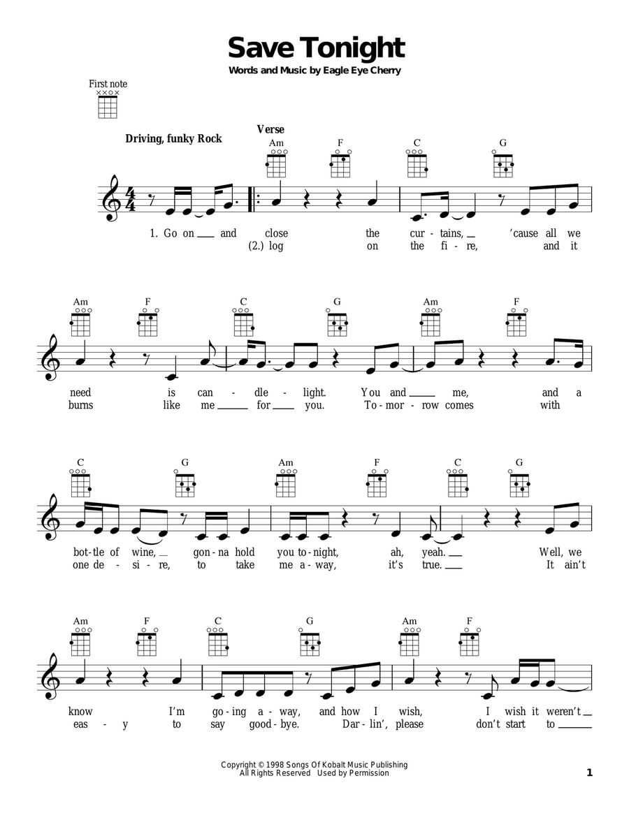 Save Tonight Ukulele scores gallery preview page 1