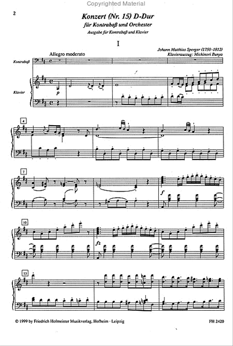 Konzert Nr. 15 für Kontrabass und Orchester D-Dur / KlA Orchestra scores gallery preview page 2