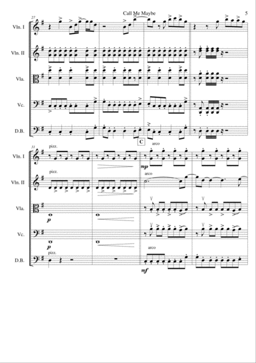 Call Me Maybe Call Me Maybe String Quartet scores gallery preview page 6