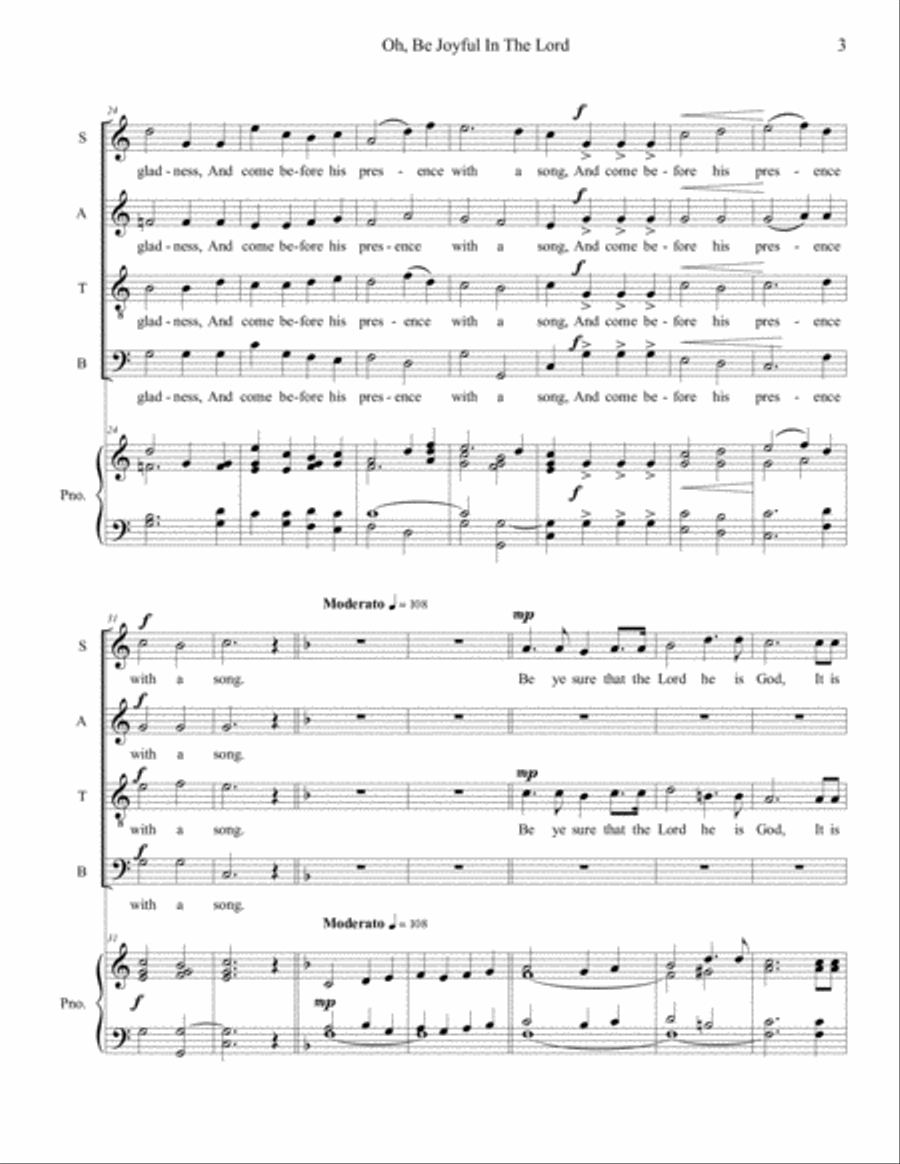 Oh, Be Joyful In The Lord 4-Part scores gallery preview page 3