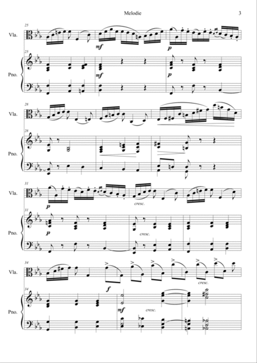 Tchaikovsky: Souvenir d'un lieu cher, Op.42 Melodie Viola scores gallery preview page 3