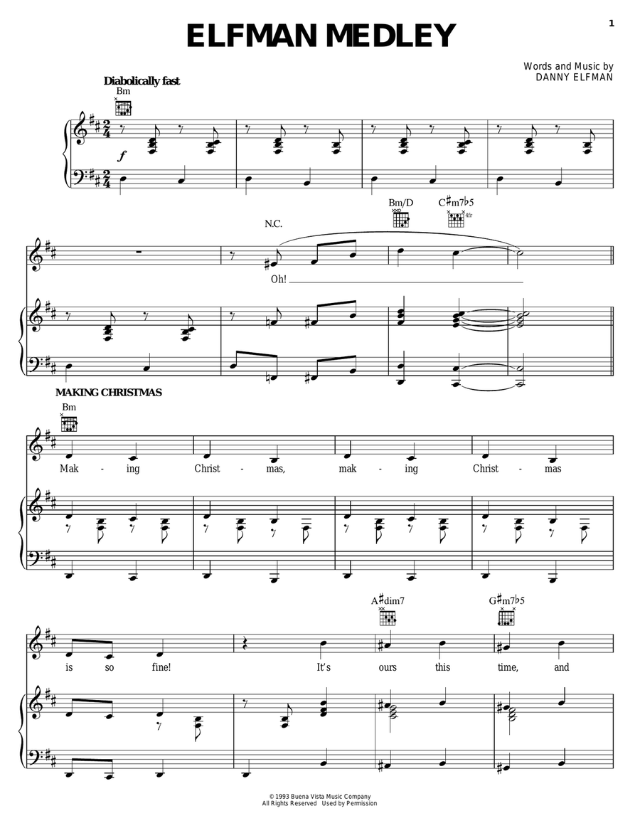 Elfman Medley Guitar scores gallery preview page 1