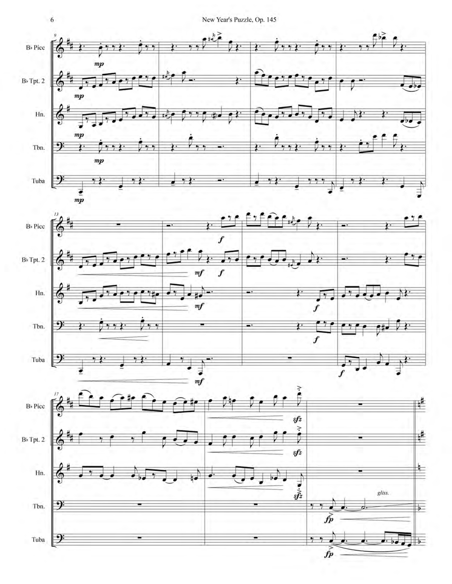New Year's Puzzle, Op. 145 Brass Quintet scores gallery preview page 6