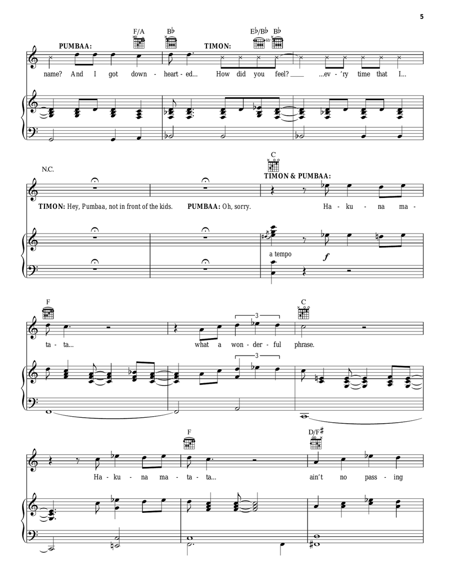 Hakuna Matata (from The Lion King) Guitar scores gallery preview page 5