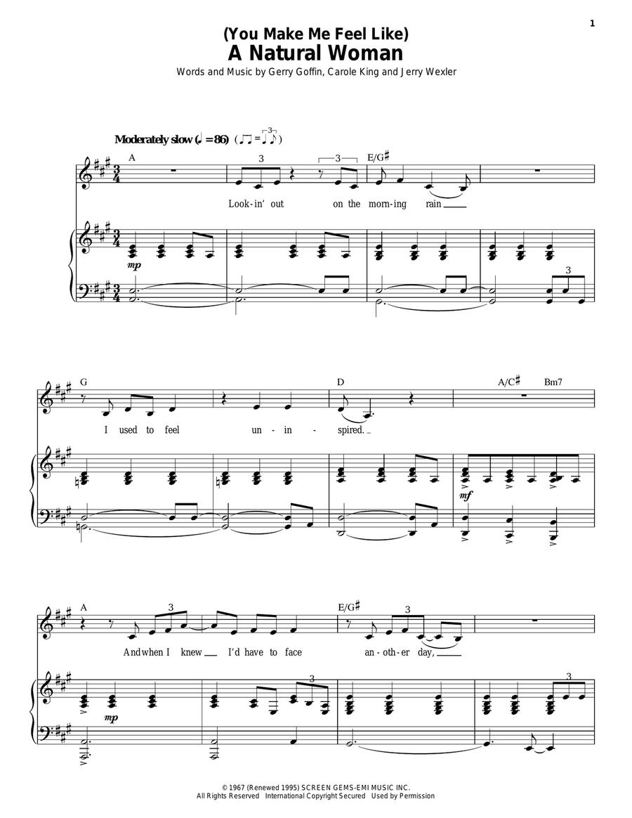 (You Make Me Feel Like) A Natural Woman Voice scores gallery preview page 1