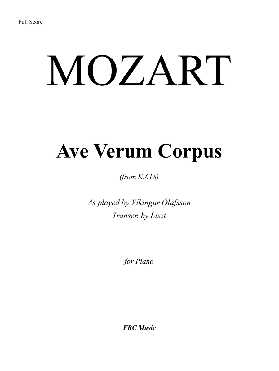 Mozart: Ave Verum Corpus K. 618 (as Played by Vikingur Olafsson) for Piano Solo Piano Method scores gallery preview page 2