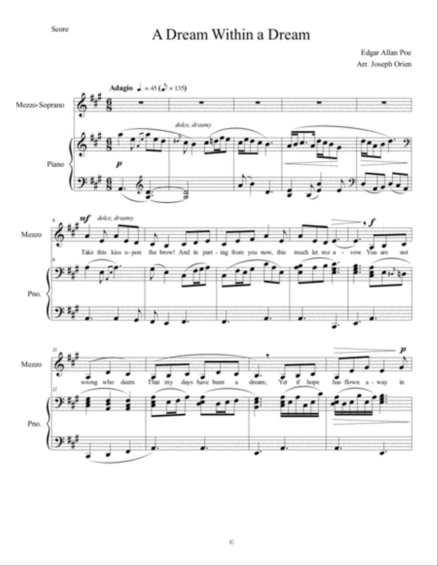 A Dream Within a Dream Piano scores gallery preview page 1