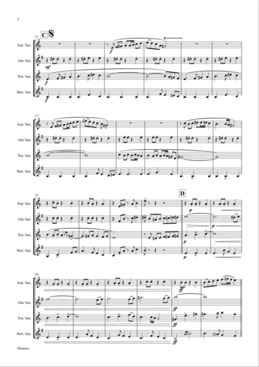 Misirlou - Pulp Fiction - Saxophone Quartet - Bb Saxophone Quartet scores gallery preview page 2