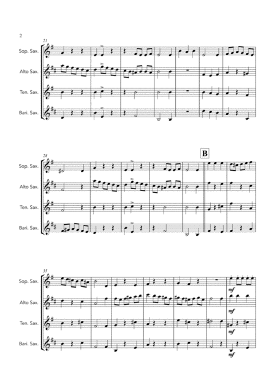 Capriol Suite Movement 1 and 2, Warlock - SATB saxophone quartet Saxophone Quartet scores gallery preview page 2