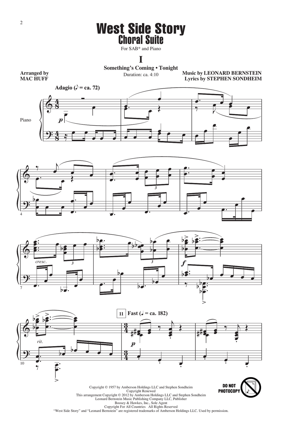 West Side Story (Choral Suite) (arr. Mac Huff) 3-Part scores gallery preview page 1