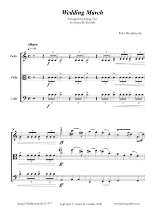 Book cover for Mendelssohn: Wedding March for String Trio