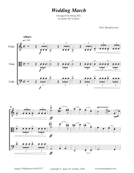 Mendelssohn: Wedding March for String Trio image number null