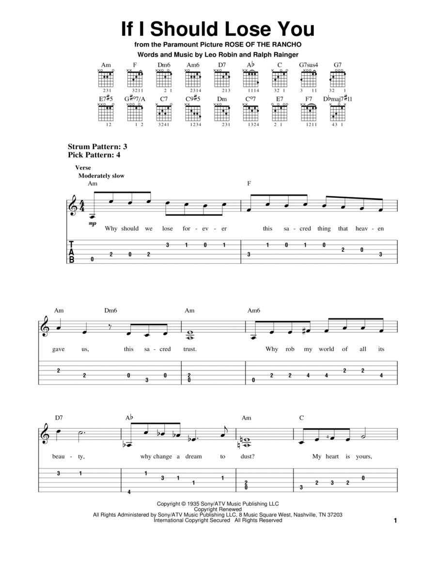 If I Should Lose You Electric Guitar scores gallery preview page 1