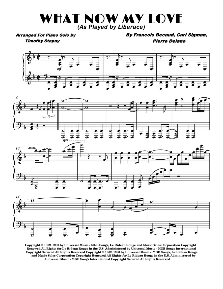 What Now My Love Piano Solo scores gallery preview page 1
