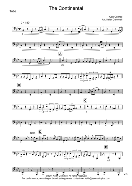 The Continental for Brass Quintet: Tuba image number null