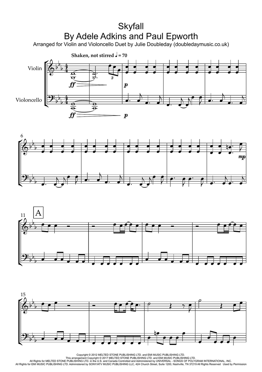 Skyfall String Duet scores gallery preview page 1