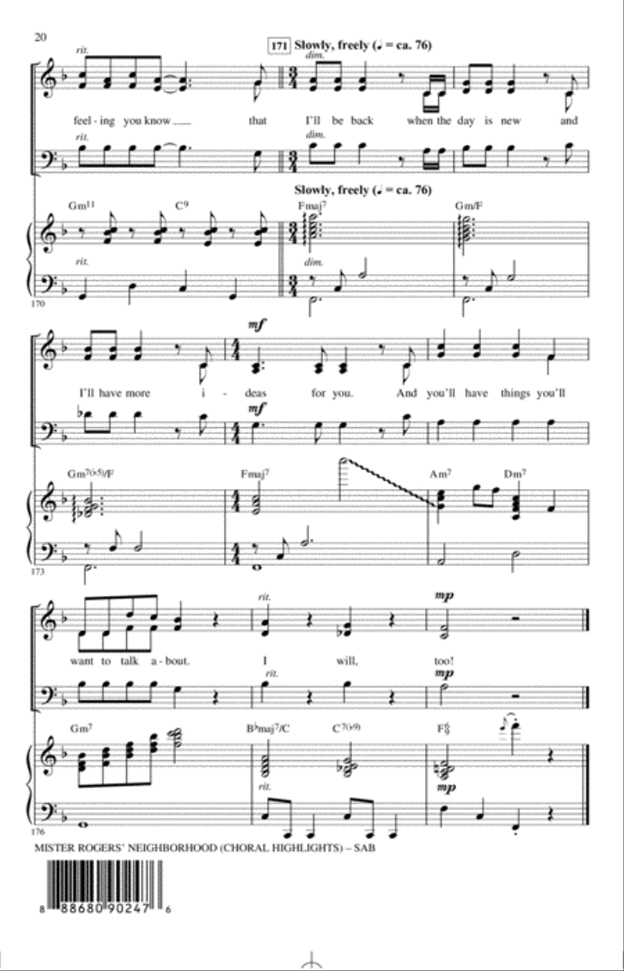 Mister Rogers' Neighborhood (Choral Highlights) (arr. Roger Emerson) 3-Part scores gallery preview page 19