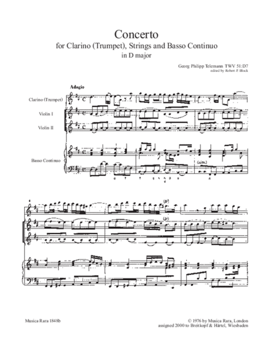 Concerto in D major TWV 51:D7