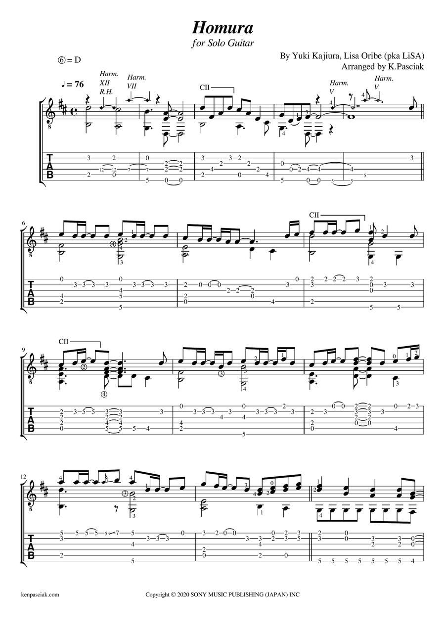 Homura Acoustic Guitar scores gallery preview page 3