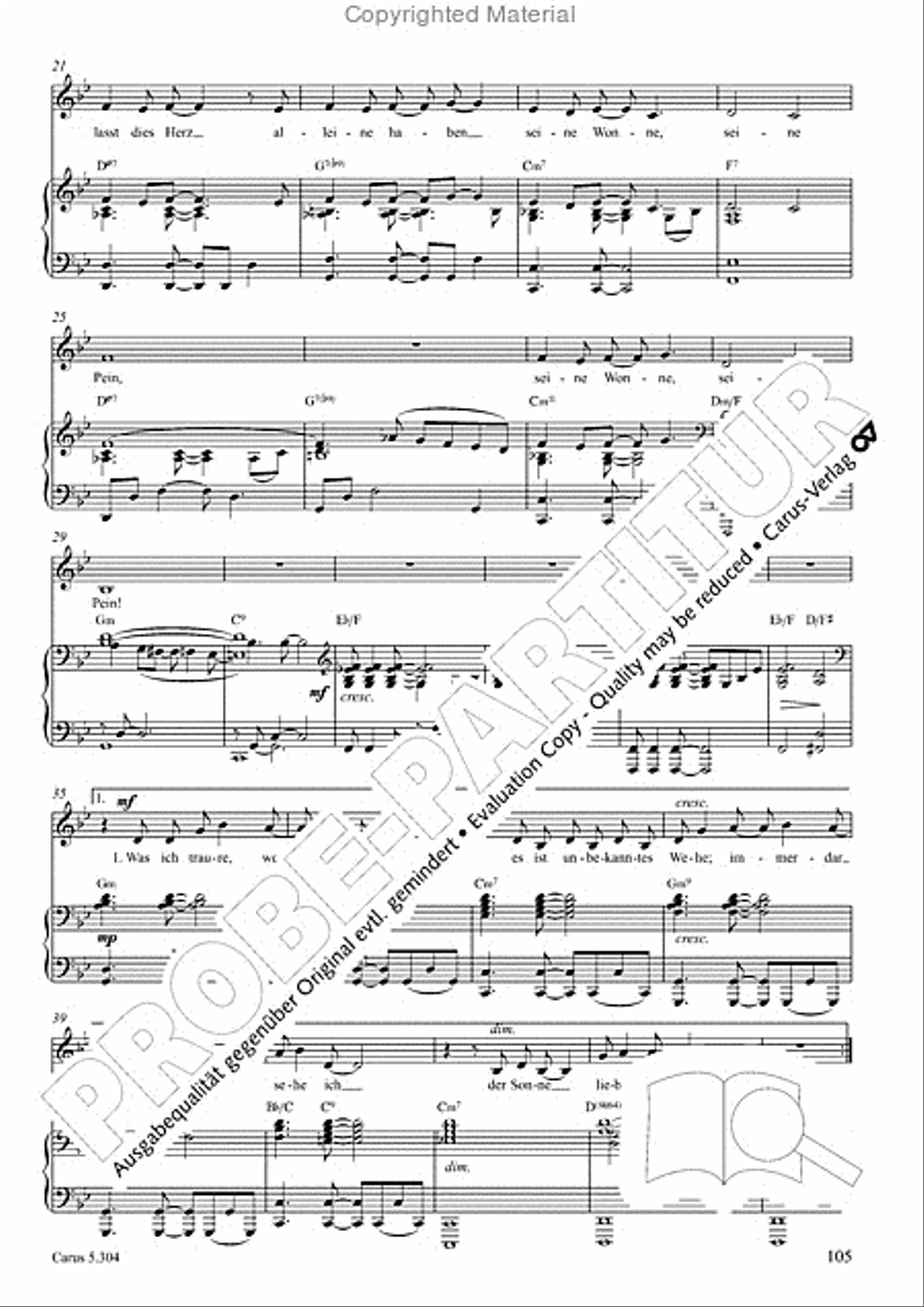 Schindler: Rosenzeit. Ein Liederzyklus uber die Liebe. Chansons fur Singstimme und Klavier Piano scores gallery preview page 106