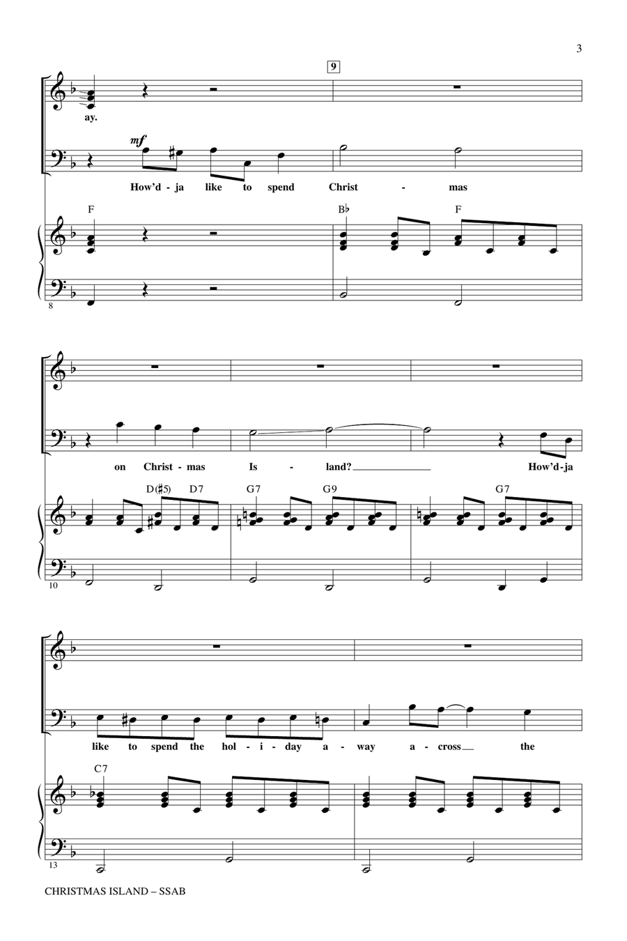 Christmas Island (arr. Alan Billingsley) 4-Part scores gallery preview page 2