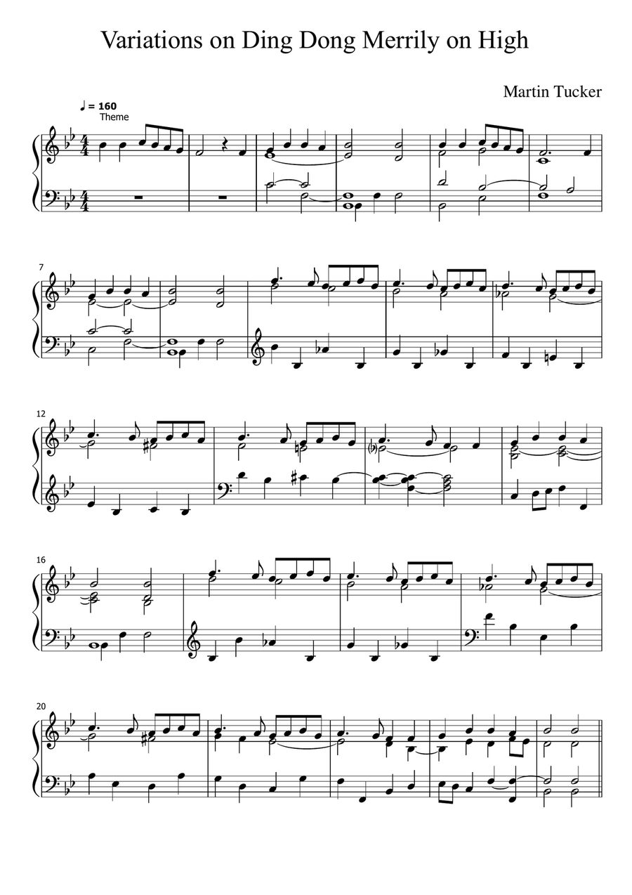 Ding Dong Merrily on High: 9 variations for piano Piano Solo scores gallery preview page 1