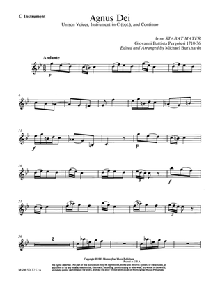 Agnus Dei (C Instrument Part)