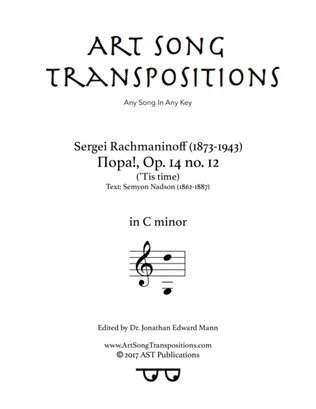 Book cover for RACHMANINOFF: Пора! Op. 14 no. 12 (transposed to C minor, "'Tis time!")
