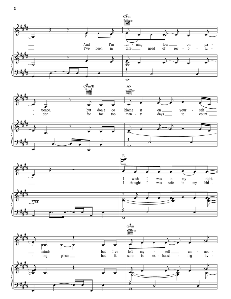 Facing Up Facing Up Piano, Vocal, Guitar scores gallery preview page 2