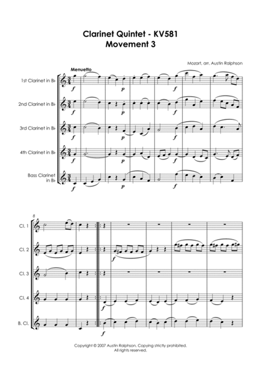 Mozart Clarinet Quintet KV581 (3rd movement) - clarinet quintet image number null