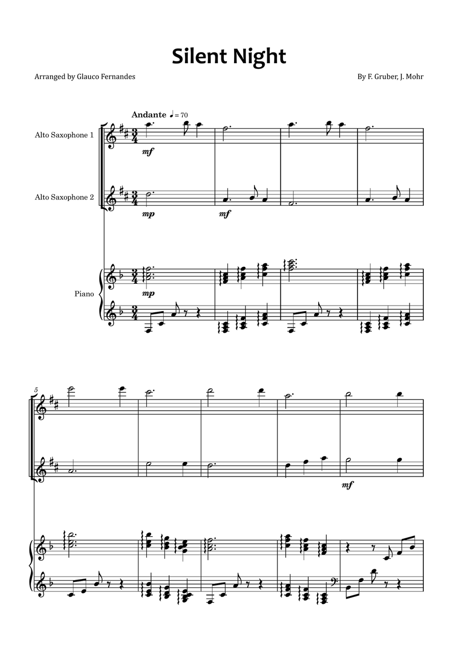 Silent Night Woodwind Duet scores gallery preview page 1
