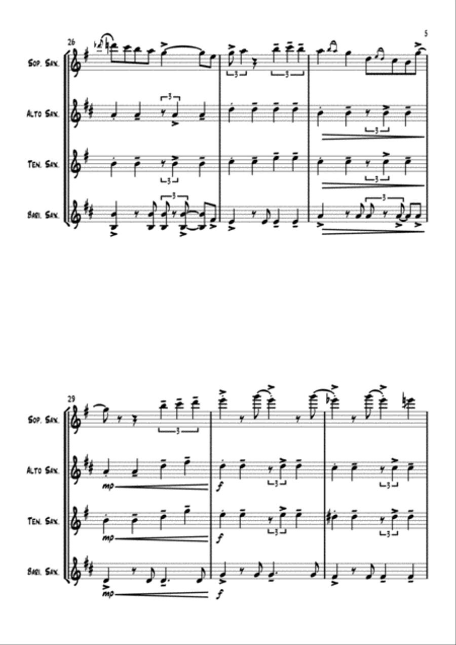 Isn't She Lovely Saxophone Quartet scores gallery preview page 6