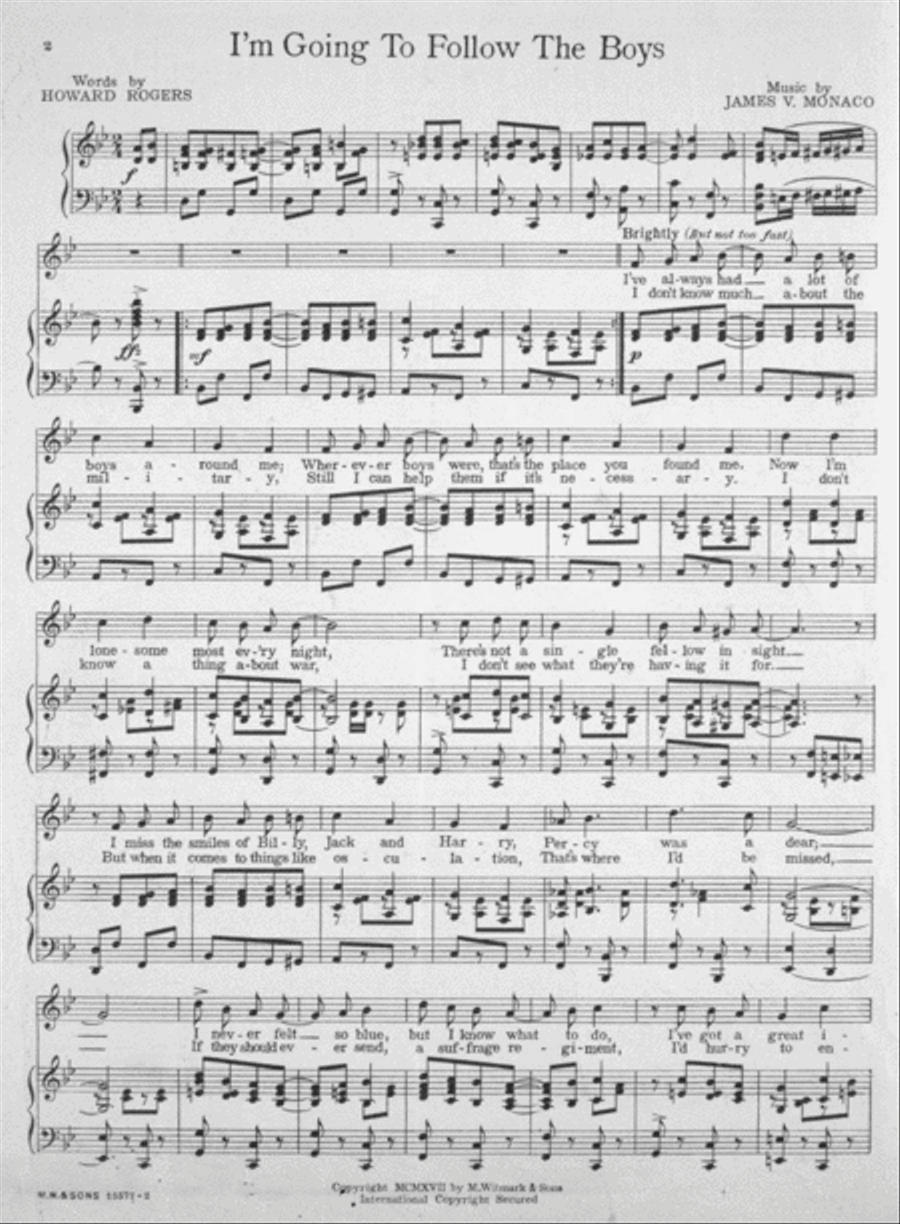 I'm Going to Follow the Boys. Novelty Song Voice scores gallery preview page 2