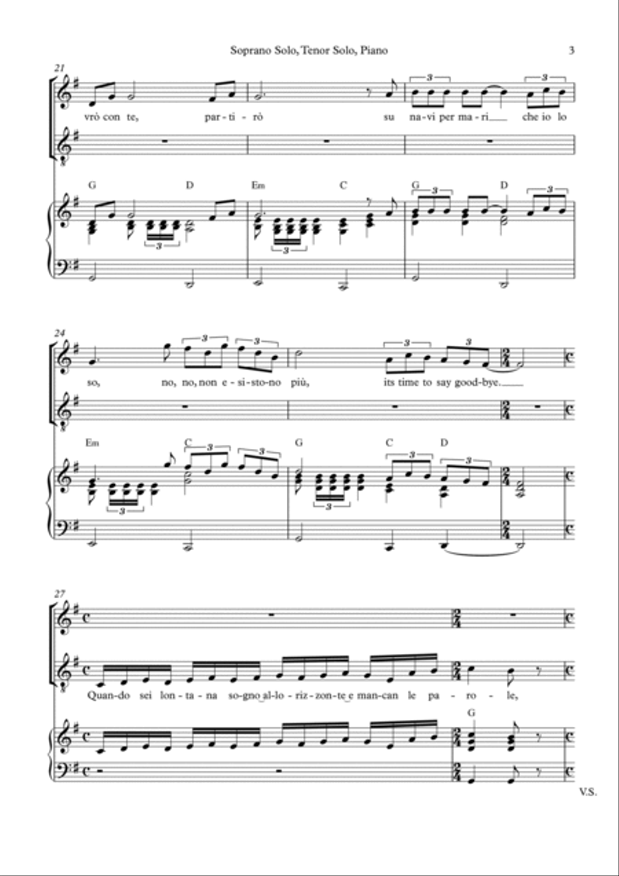 Time To Say Goodbye Piano, Vocal, Guitar scores gallery preview page 3