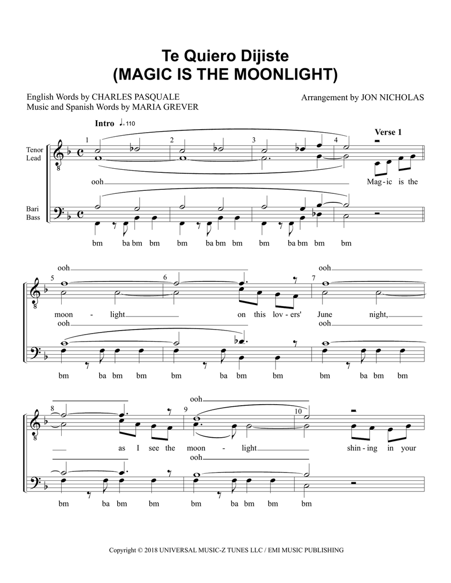 Magic Is The Moonlight TTBB scores gallery preview page 1