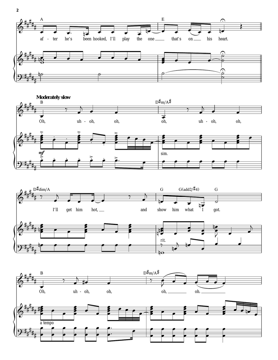 Poker Face Piano, Vocal scores gallery preview page 2