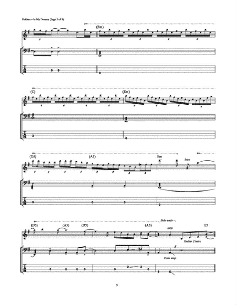 In My Dreams Bass Guitar Tablature scores gallery preview page 5