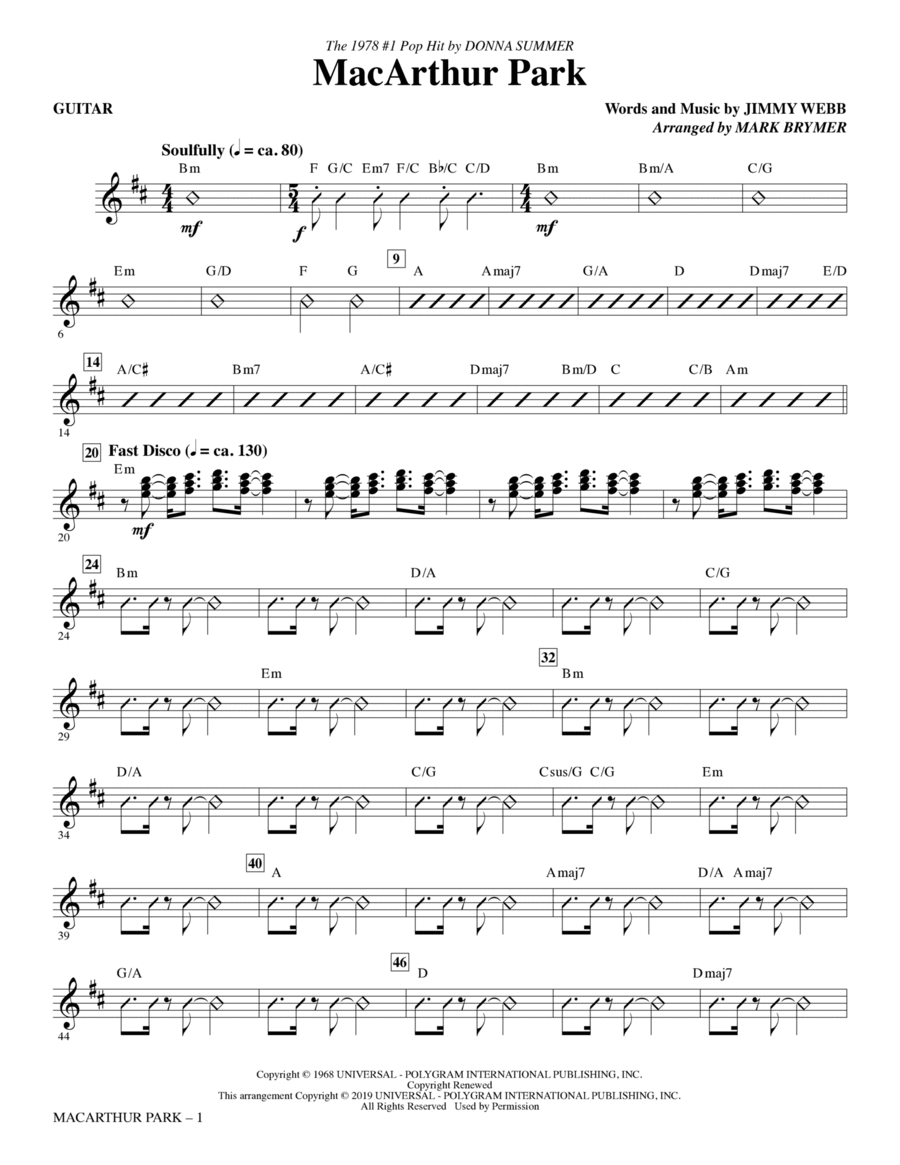 MacArthur Park (arr. Mark Brymer) - Guitar Choir scores gallery preview page 1