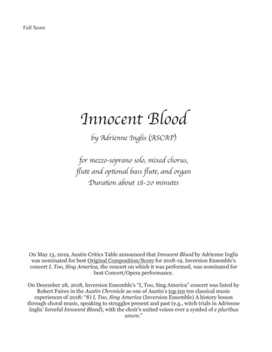 Innocent Blood for mezzo, chorus, flute, and organ image number null