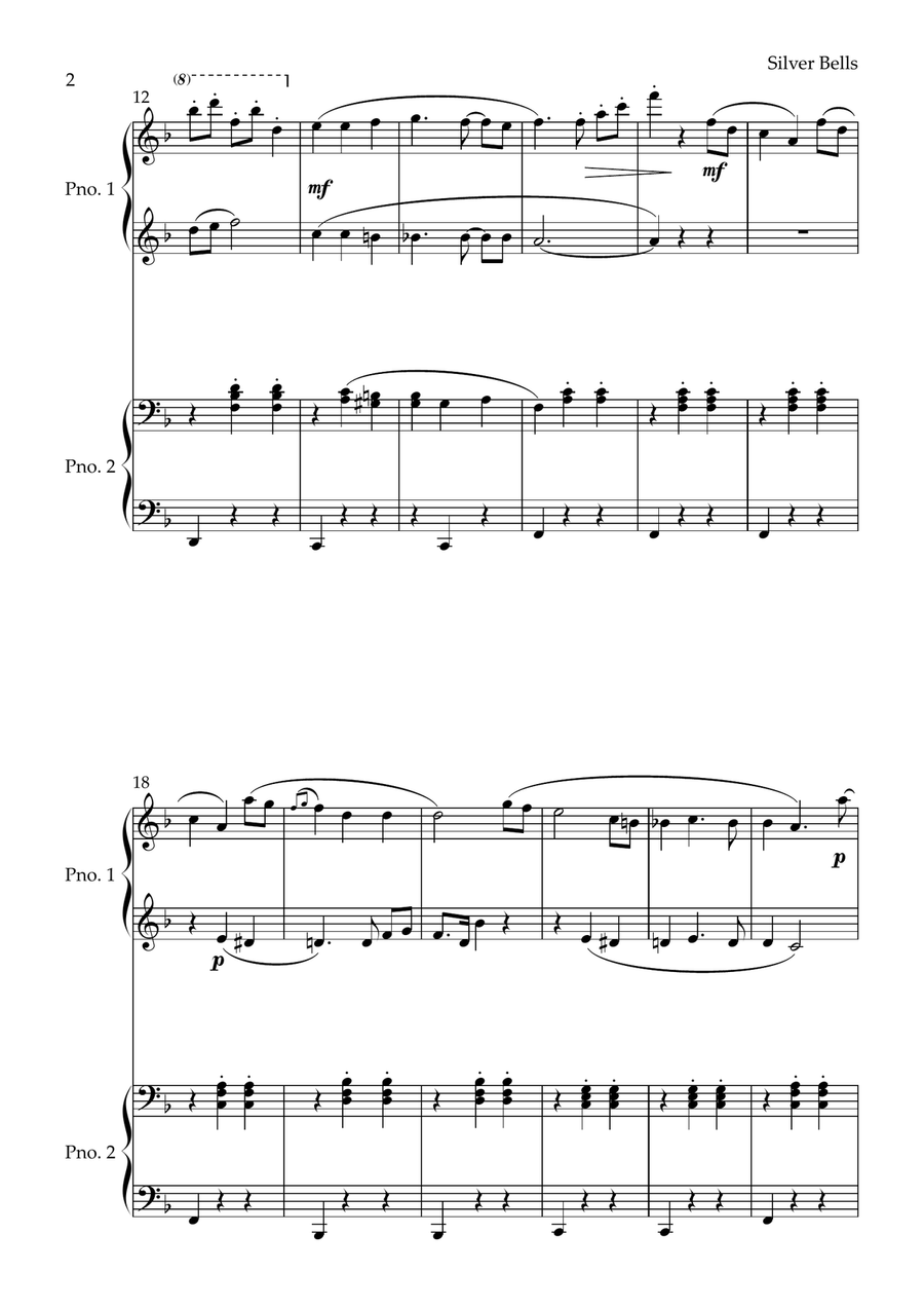 Silver Bells 1 Piano, 4-Hands scores gallery preview page 2