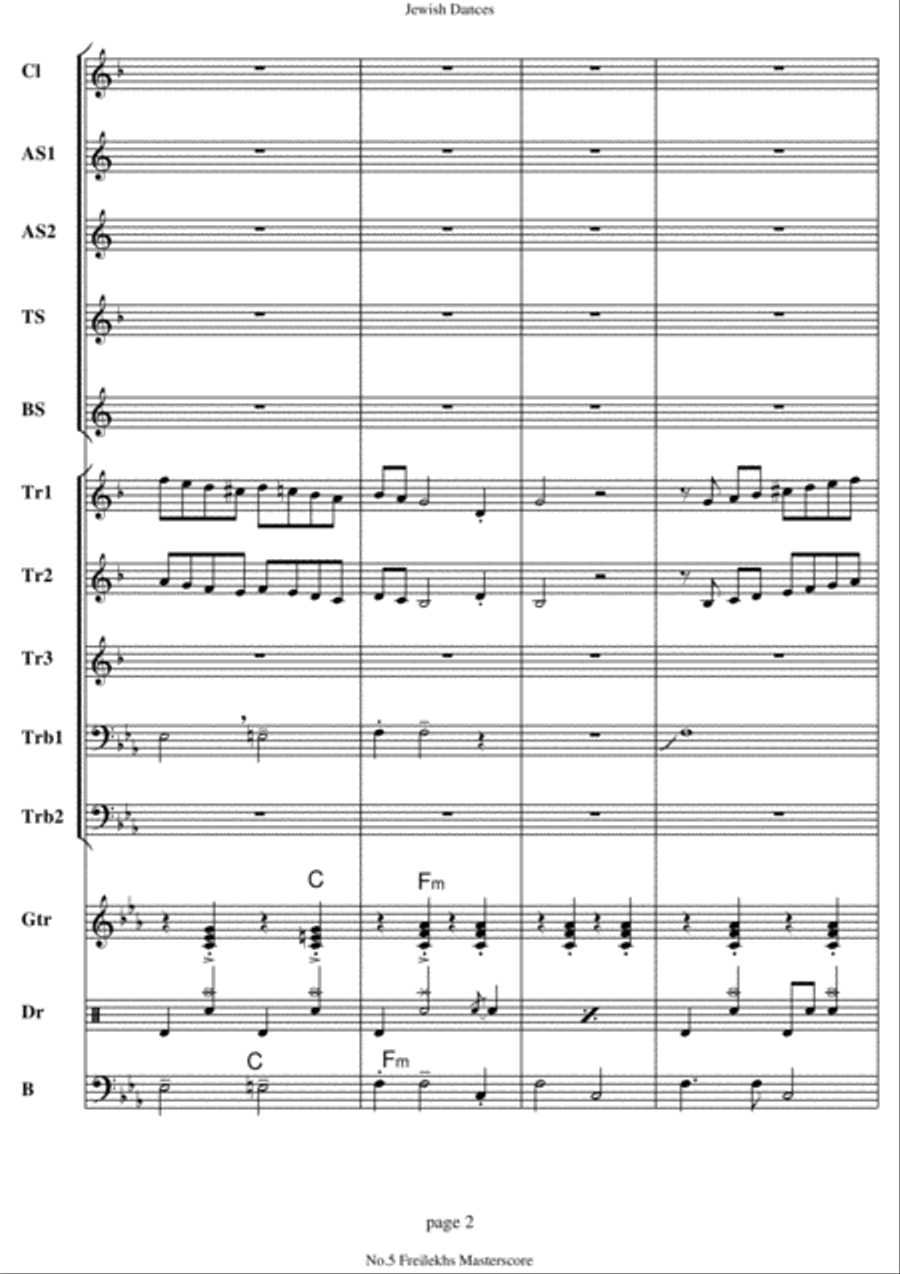 Jewish Dances. No.5, Freilekhs. Concert Band scores gallery preview page 2