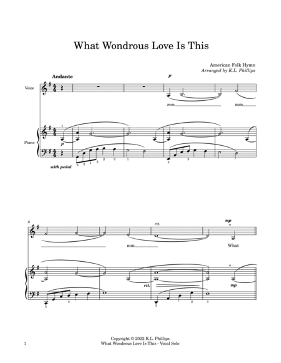 What Wondrous Love Is This - Vocal Solo (Low Voice) with Piano Accompaniment image number null