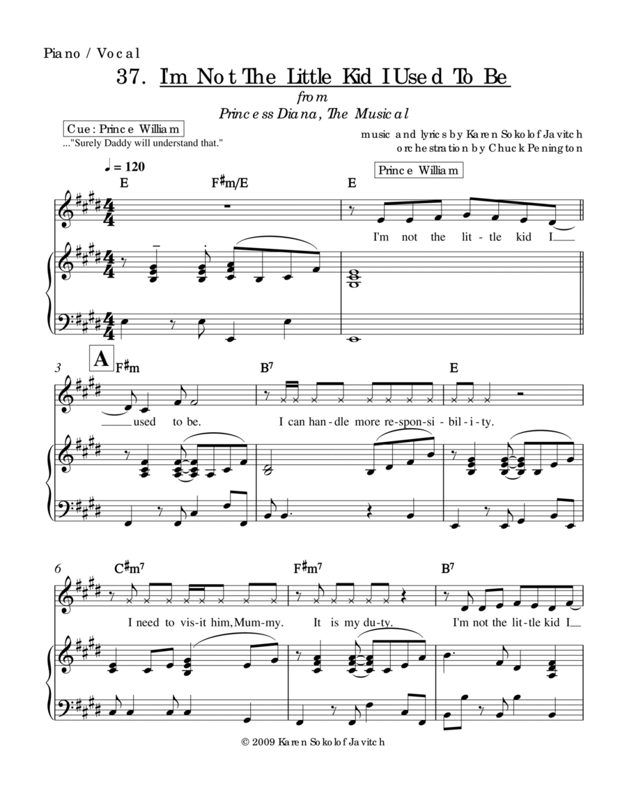 Princess Diana the Musical: I'm Not the Little Kid I Used to Be Piano scores gallery preview page 1