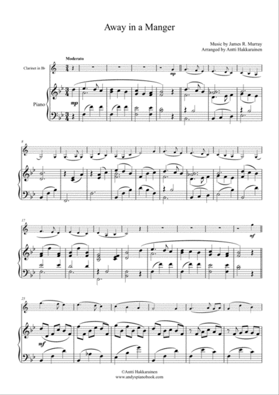 Away in a Manger - Clarinet & Piano Away in a Manger - Clarinet & Piano Clarinet Solo scores gallery preview page 2