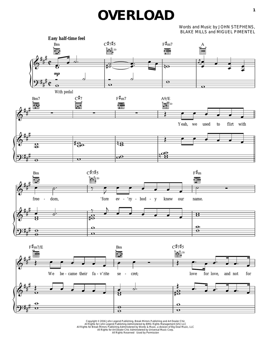 Overload Piano, Vocal, Guitar scores gallery preview page 1