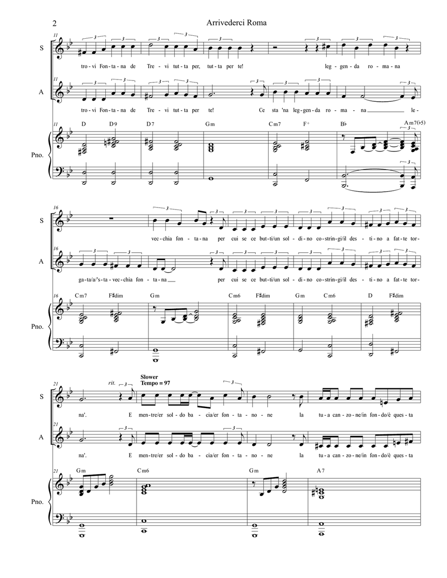 Arrivederci Roma (goodbye To Rome) Alto Voice scores gallery preview page 2