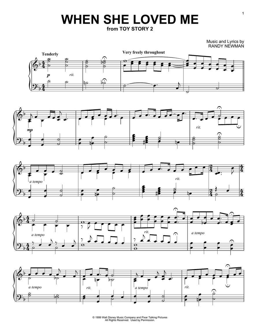 When She Loved Me (from Toy Story 2) Piano Solo scores gallery preview page 1