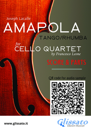 Amapola for intermediate cello quartet (score and parts)